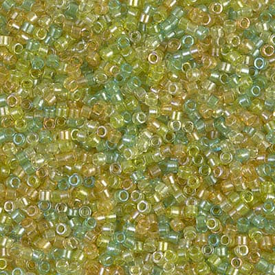 Бисер Miyuki Delica DB0983 Sparkling Lined Lemon Lime Mix (yellow green chartreuse)