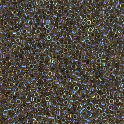 Бисер Miyuki Delica DB1740 Dark Amethyst Lined Chartreuse AB