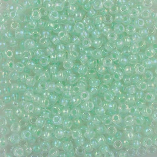 Miyuki Round 0271 Light Mint Green Lined Crystal AB