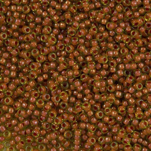 Miyuki Round 0345 Salmon Lined Peridot Luster