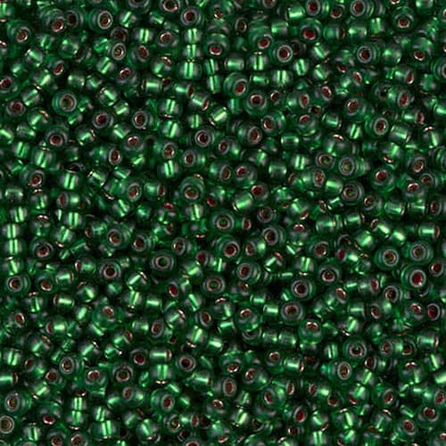 Miyuki Round 1661 Dyed Semi Frosted Rose Silver Lined Leaf Green