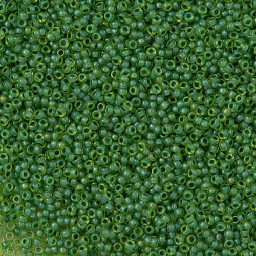 Miyuki Round 1926 Semi Frosted Pea Green Lined Chartreuse