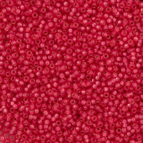 Miyuki Round 4239 Duracoat Dyed Hibiscus Silver Lined Alabaster